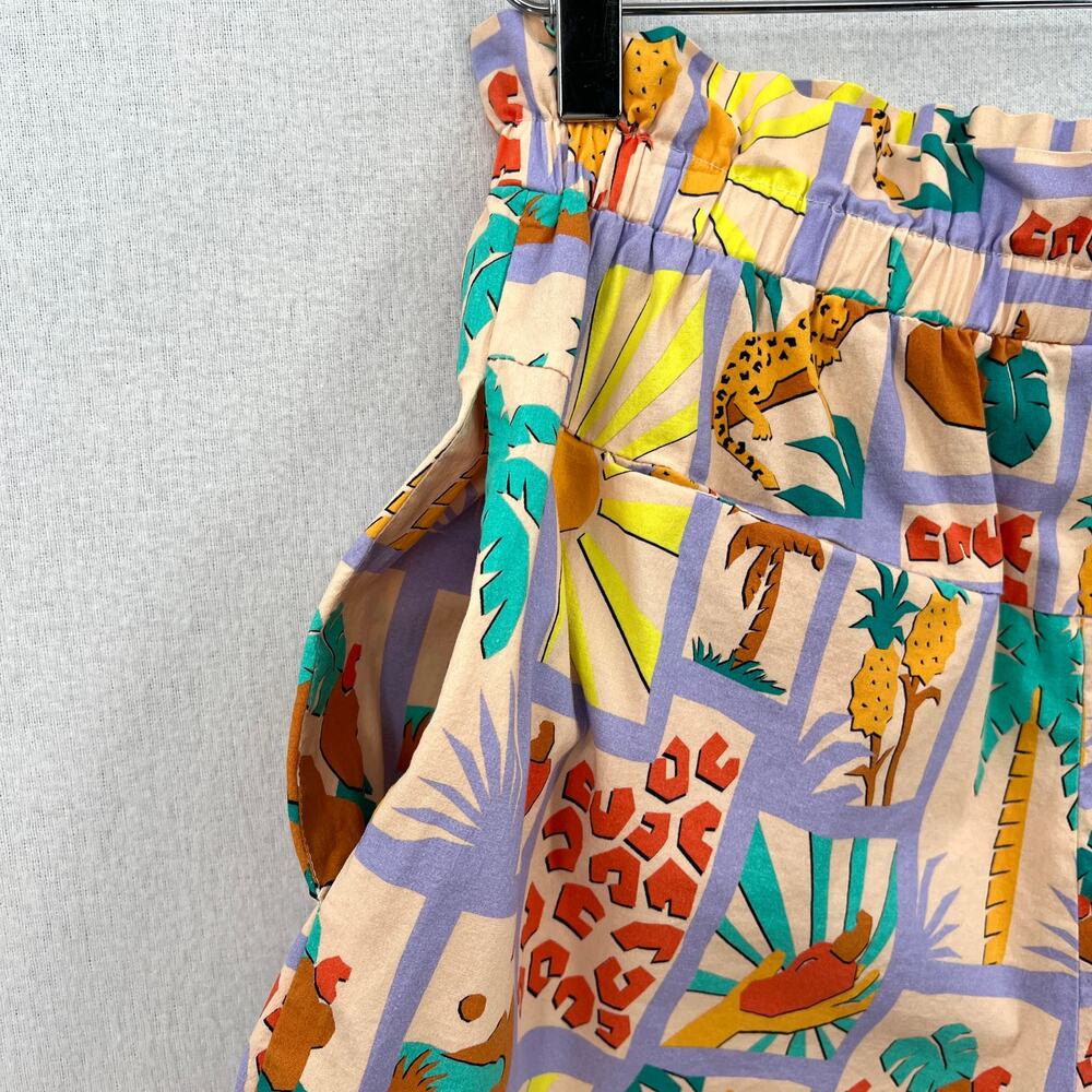 FARM RIO ANTHROPOLOGIE Patch Print Short Womens Medium Purple Peach Pull On - Picture 9 of 16